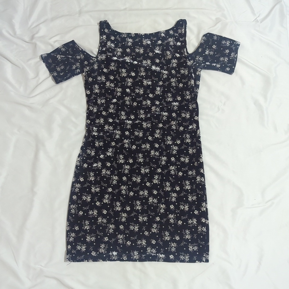 Free People Floral Cold Shoulder Bodycon Mini-dress, Color Black/White Size M